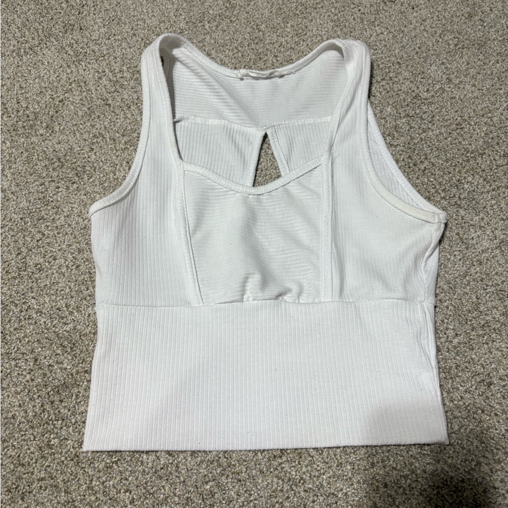 White Ribbed Tank Top